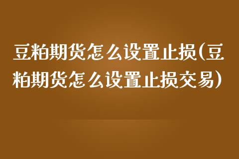 豆粕期货怎么设置止损(豆粕期货怎么设置止损交易)_https://www.zztgc.com_期货入门_第1张