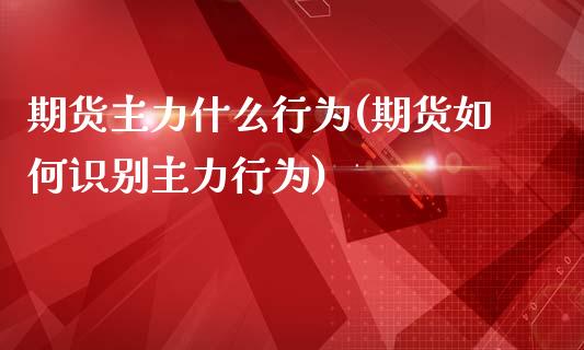 期货主力什么行为(期货如何识别主力行为)_https://www.zztgc.com_期货入门_第1张