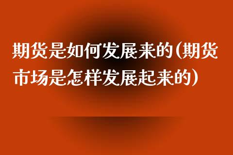期货是如何发展来的(期货市场是怎样发展起来的)_https://www.zztgc.com_黄金期货_第1张