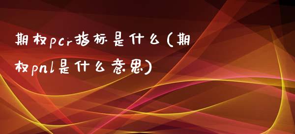 期权pcr指标是什么(期权pnl是什么意思)_https://www.zztgc.com_黄金期货_第1张
