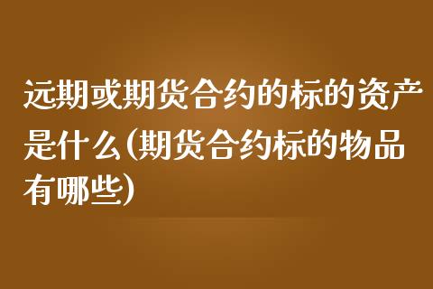 远期或期货合约的标的资产是什么(期货合约标的物品有哪些)_https://www.zztgc.com_黄金期货_第1张