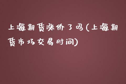 上海期货涨价了吗(上海期货市场交易时间)_https://www.zztgc.com_期货入门_第1张