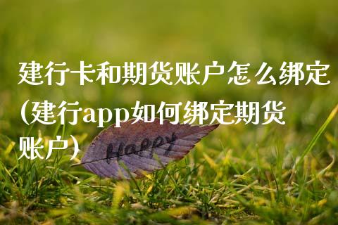 建行卡和期货账户怎么绑定(建行app如何绑定期货账户)_https://www.zztgc.com_黄金期货_第1张