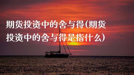 期货投资中的舍与得(期货投资中的舍与得是指什么)_https://www.zztgc.com_原油期货_第1张