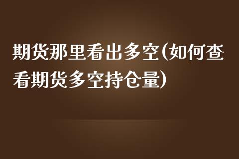 期货那里看出多空(如何查看期货多空持仓量)_https://www.zztgc.com_期货直播_第1张