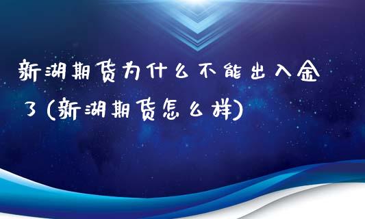 新湖期货为什么不能出入金了(新湖期货怎么样)_https://www.zztgc.com_黄金期货_第1张