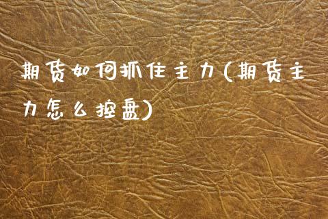 期货如何抓住主力(期货主力怎么控盘)_https://www.zztgc.com_期货直播_第1张