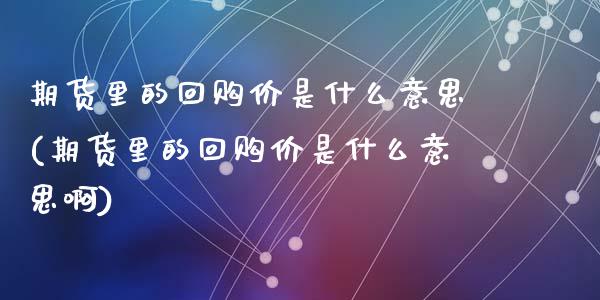 期货里的回购价是什么意思(期货里的回购价是什么意思啊)_https://www.zztgc.com_期货入门_第1张