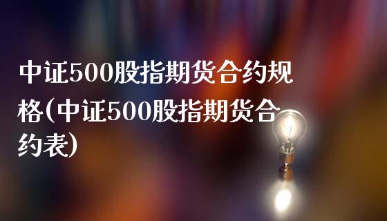 中证500股指期货合约规格(中证500股指期货合约表)_https://www.zztgc.com_黄金期货_第1张