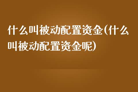 什么叫被动配置资金(什么叫被动配置资金呢)_https://www.zztgc.com_期货开户_第1张