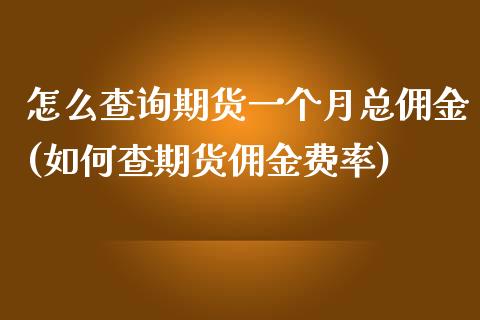 怎么查询期货一个月总佣金(如何查期货佣金费率)_https://www.zztgc.com_期货入门_第1张