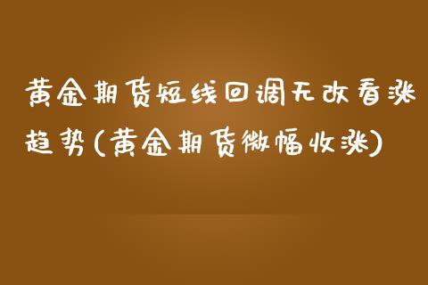 黄金期货短线回调无改看涨趋势(黄金期货微幅收涨)_https://www.zztgc.com_黄金期货_第1张