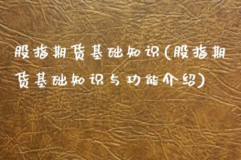 股指期货基础知识(股指期货基础知识与功能介绍)_https://www.zztgc.com_期货直播_第1张