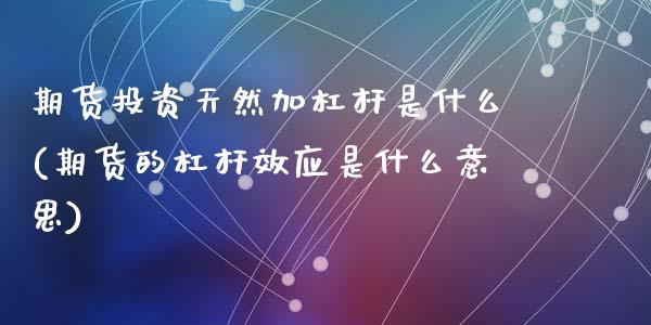 期货投资天然加杠杆是什么(期货的杠杆效应是什么意思)_https://www.zztgc.com_期货入门_第1张