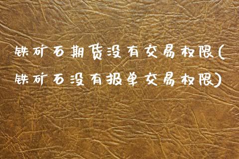 铁矿石期货没有交易权限(铁矿石没有报单交易权限)_https://www.zztgc.com_期货直播_第1张
