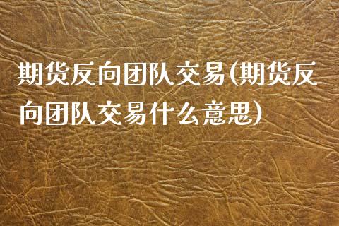 期货反向团队交易(期货反向团队交易什么意思)_https://www.zztgc.com_原油期货_第1张
