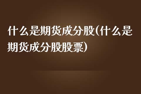 什么是期货成分股(什么是期货成分股股票)_https://www.zztgc.com_期货入门_第1张
