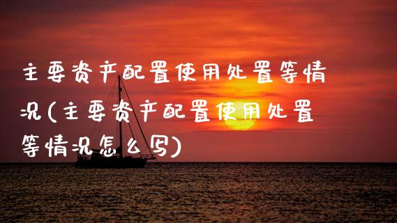 主要资产配置使用处置等情况(主要资产配置使用处置等情况怎么写)_https://www.zztgc.com_期货行情_第1张