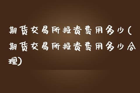 期货交易所投资费用多少(期货交易所投资费用多少合理)_https://www.zztgc.com_原油期货_第1张