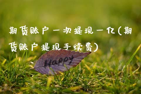 期货账户一次提现一亿(期货账户提现手续费)_https://www.zztgc.com_期货行情_第1张