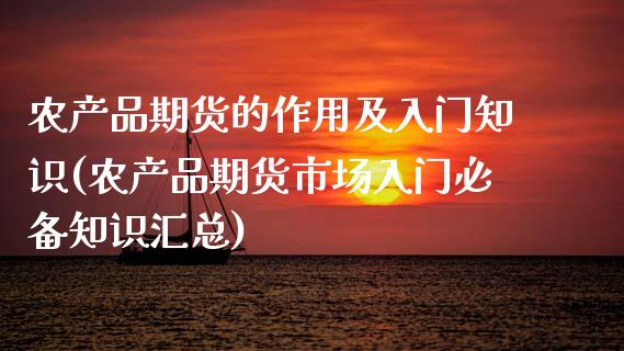 农产品期货的作用及入门知识(农产品期货市场入门必备知识汇总)_https://www.zztgc.com_期货行情_第1张