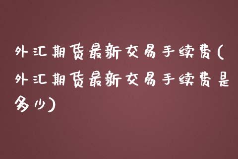 外汇期货最新交易手续费(外汇期货最新交易手续费是多少)_https://www.zztgc.com_原油期货_第1张