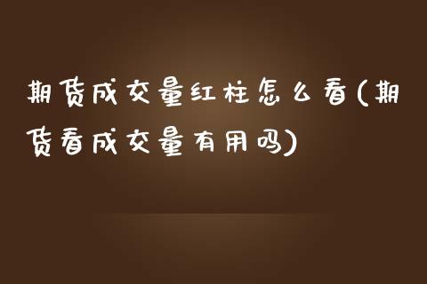 期货成交量红柱怎么看(期货看成交量有用吗)_https://www.zztgc.com_原油期货_第1张
