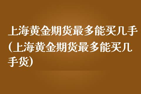上海黄金期货最多能买几手(上海黄金期货最多能买几手货)_https://www.zztgc.com_期货入门_第1张