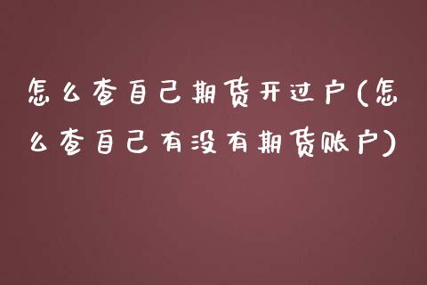 怎么查自己期货开过户(怎么查自己有没有期货账户)_https://www.zztgc.com_原油期货_第1张