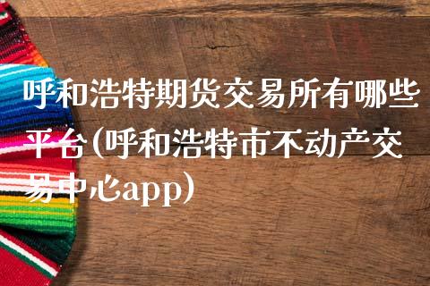 呼和浩特期货交易所有哪些平台(呼和浩特市不动产交易中心app)_https://www.zztgc.com_黄金期货_第1张