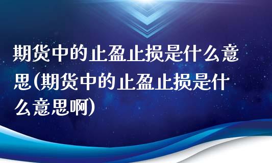 期货中的止盈止损是什么意思(期货中的止盈止损是什么意思啊)_https://www.zztgc.com_原油期货_第1张