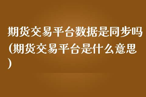 期货交易平台数据是同步吗(期货交易平台是什么意思)_https://www.zztgc.com_黄金期货_第1张
