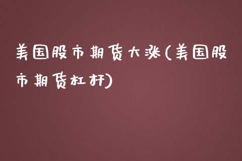 美国股市期货大涨(美国股市期货杠杆)_https://www.zztgc.com_原油期货_第1张