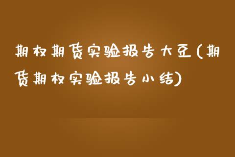 期权期货实验报告大豆(期货期权实验报告小结)_https://www.zztgc.com_期货入门_第1张