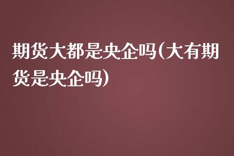 期货大都是央企吗(大有期货是央企吗)_https://www.zztgc.com_原油期货_第1张