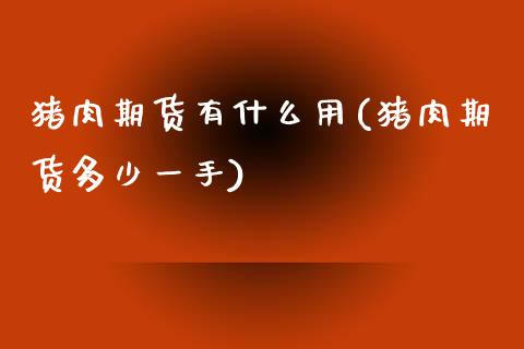 猪肉期货有什么用(猪肉期货多少一手)_https://www.zztgc.com_黄金期货_第1张