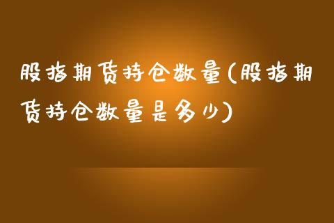 股指期货持仓数量(股指期货持仓数量是多少)_https://www.zztgc.com_期货入门_第1张