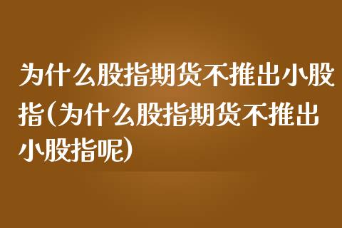 为什么股指期货不推出小股指(为什么股指期货不推出小股指呢)_https://www.zztgc.com_期货开户_第1张