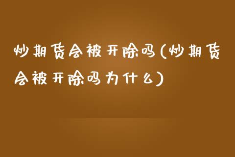 炒期货会被开除吗(炒期货会被开除吗为什么)_https://www.zztgc.com_期货入门_第1张