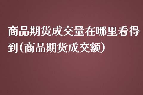 商品期货成交量在哪里看得到(商品期货成交额)_https://www.zztgc.com_黄金期货_第1张