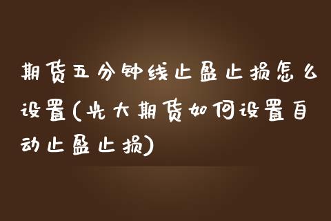 期货五分钟线止盈止损怎么设置(光大期货如何设置自动止盈止损)_https://www.zztgc.com_期货直播_第1张