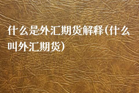 什么是外汇期货解释(什么叫外汇期货)_https://www.zztgc.com_期货直播_第1张