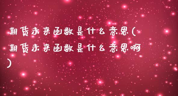 期货未来函数是什么意思(期货未来函数是什么意思啊)_https://www.zztgc.com_期货行情_第1张