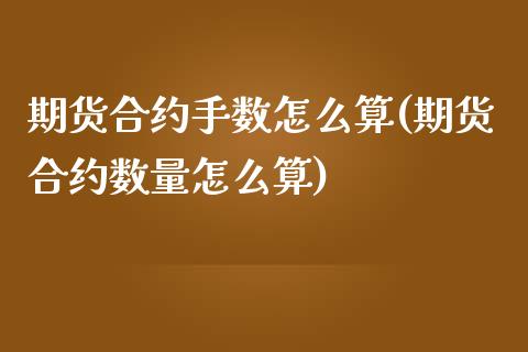 期货合约手数怎么算(期货合约数量怎么算)_https://www.zztgc.com_期货行情_第1张