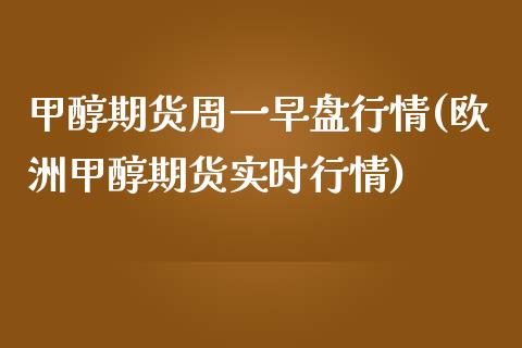 甲醇期货周一早盘行情(欧洲甲醇期货实时行情)_https://www.zztgc.com_期货行情_第1张