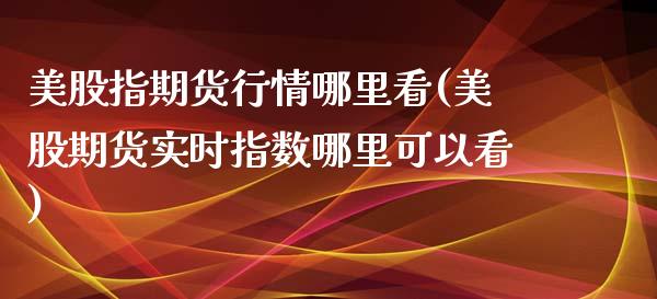 美股指期货行情哪里看(美股期货实时指数哪里可以看)_https://www.zztgc.com_期货开户_第1张