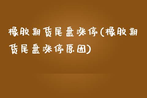 橡胶期货尾盘涨停(橡胶期货尾盘涨停原因)_https://www.zztgc.com_期货行情_第1张