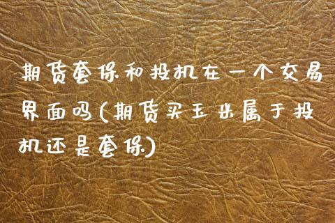 期货套保和投机在一个交易界面吗(期货买玉米属于投机还是套保)_https://www.zztgc.com_期货直播_第1张