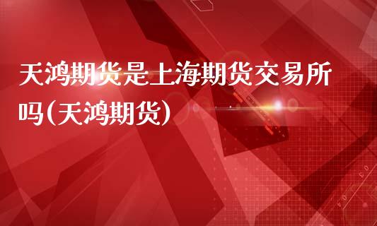 天鸿期货是上海期货交易所吗(天鸿期货)_https://www.zztgc.com_期货入门_第1张