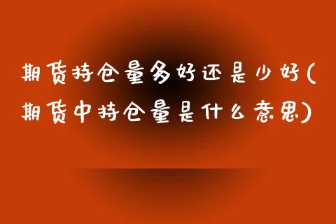 期货持仓量多好还是少好(期货中持仓量是什么意思)_https://www.zztgc.com_期货入门_第1张